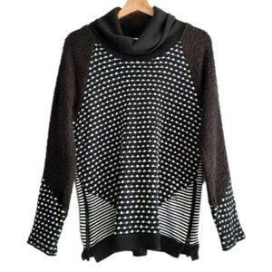 ZOE by Michael Phillips Multi Texture Block Paneled Sweater B&W Sz S